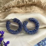 گوشواره حلقه سرمه ای نقره ای
