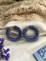 گوشواره حلقه سرمه ای نقره ای