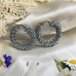 گوشواره حلقه نقره آبی