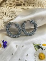 گوشواره حلقه نقره آبی