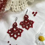 گوشواره آویز گل قرمز