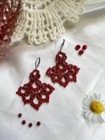 گوشواره آویز گل قرمز