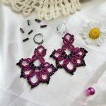 گوشواره آویز گل سرخابی