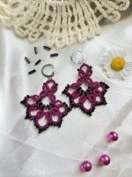 گوشواره آویز گل سرخابی