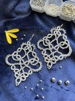 گوشواره لوزی نقره ای