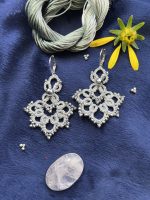 گوشواره آویز گل نقره ای